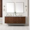 James Martin Vanities Amberly 72in Double Vanity, Mid-Century Walnut w/ 3 CM Carrara Marble Top 670-V72-WLT-3CAR - alternate 6